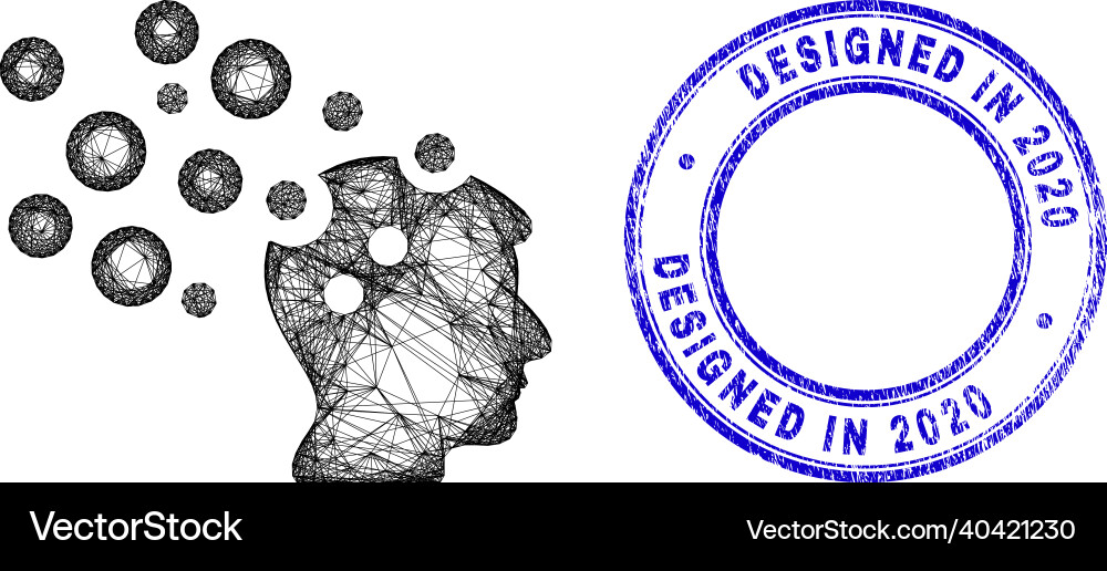 Rubber designed in 2020 stamp and linear irregular vector image