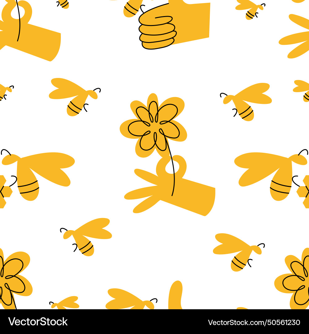 Seamless patterns with bees pattern for honey Seamless patterns with bees pattern for honey vector image