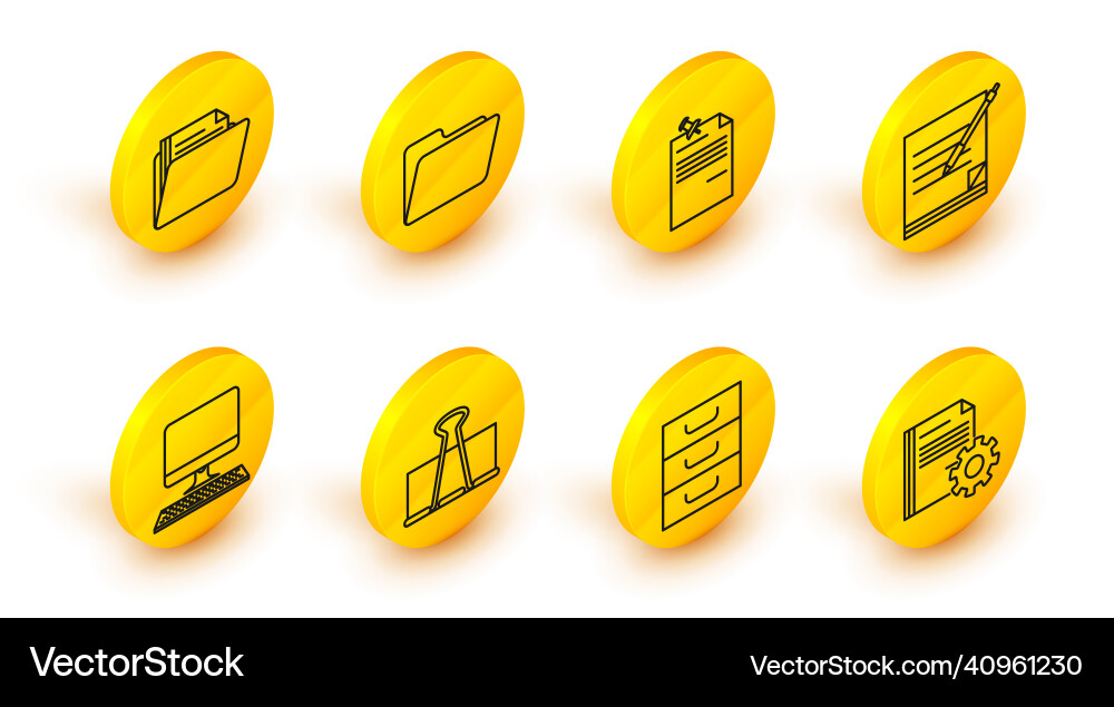 Set line document settings with gears drawer Set line document settings with gears drawer vector image