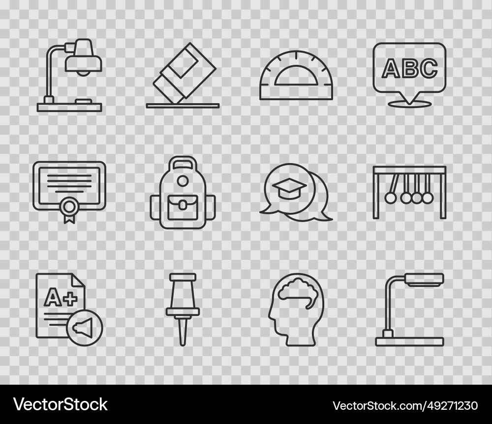 Set line exam sheet with a plus grade table lamp Set line exam sheet with a plus grade table lamp Vector Image