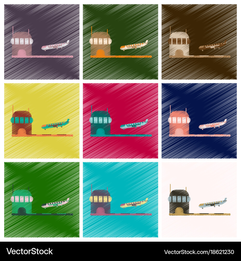 Set of flat icons in shading style plane Vector Image