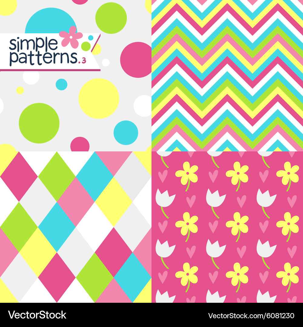 Set of four simple seamless patterns vector image