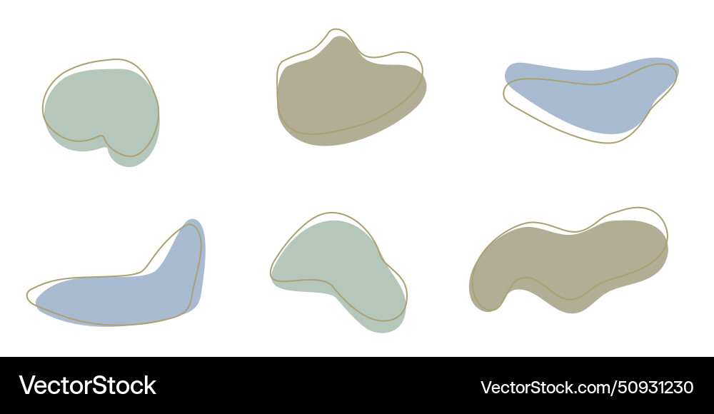 Set of organic irregular blob shapes with stroke Set of organic irregular blob shapes with stroke vector image
