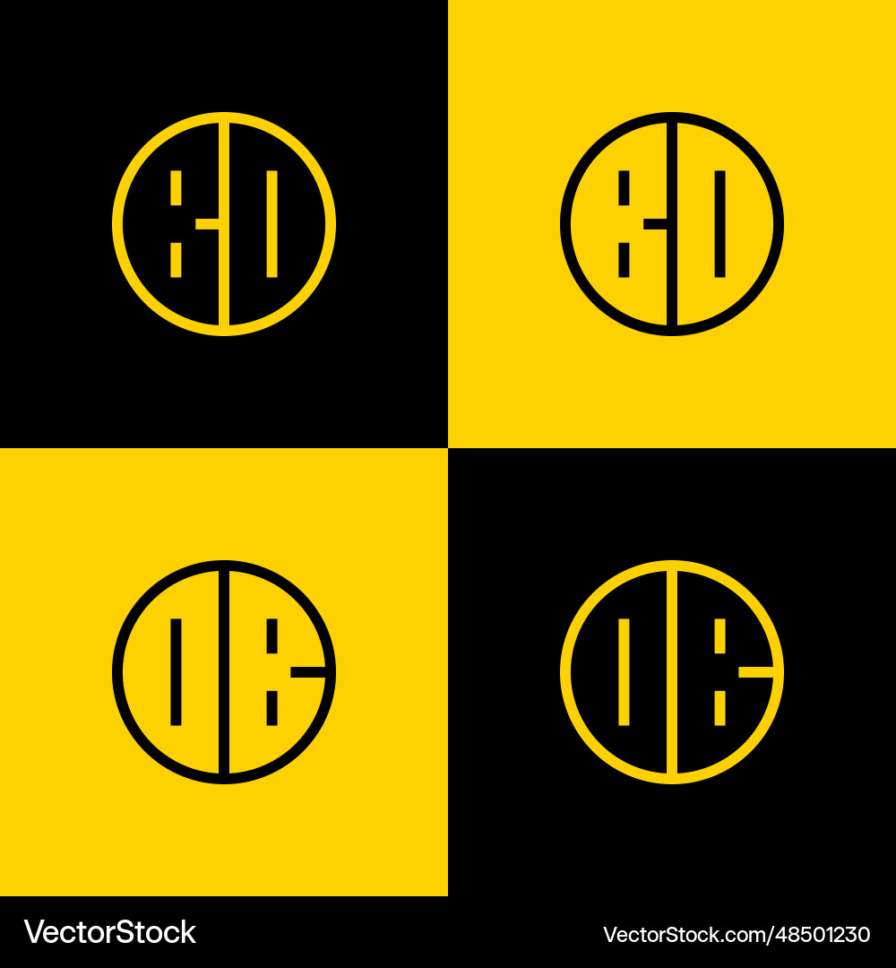 Simple bd and db letter circle logo set suitable Vector Image
