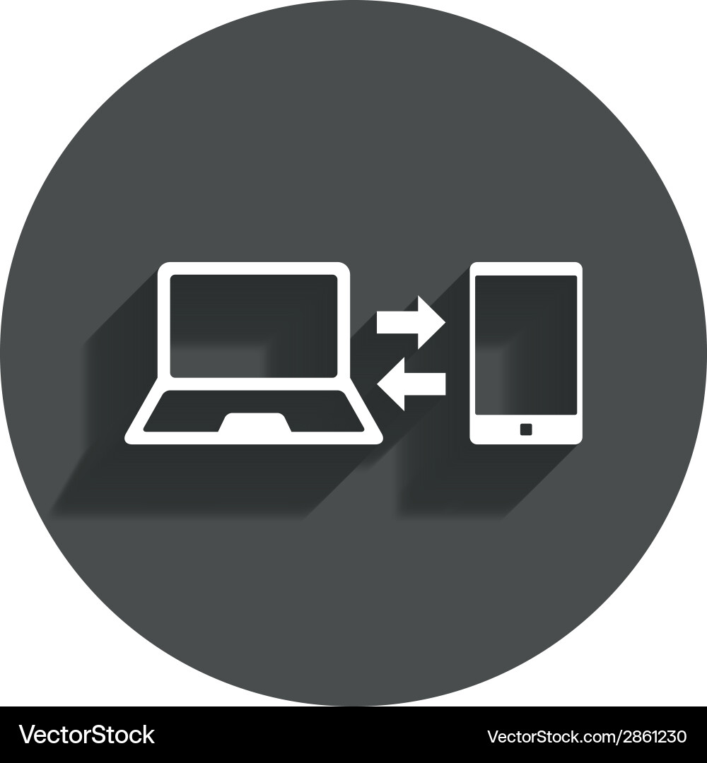 Synchronization icon notebook with smartphone Vector Image