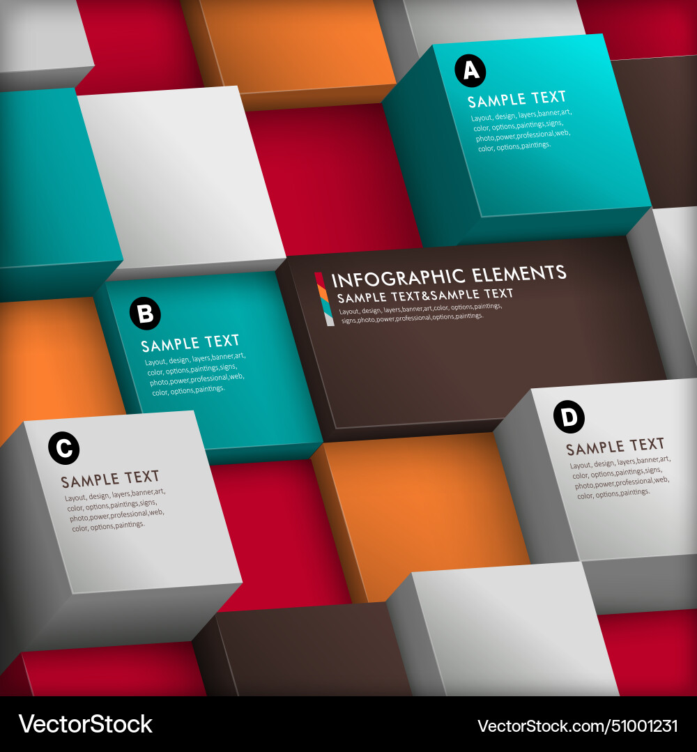 Abstract 3d cube infographics Royalty Free Vector Image