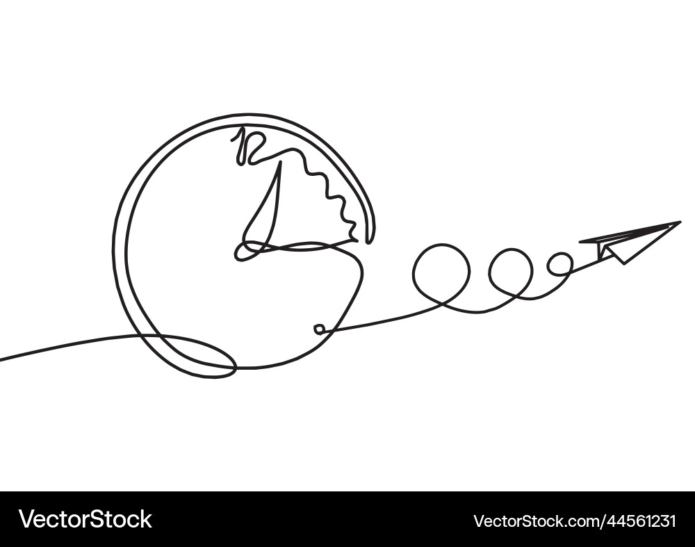 Abstract clock with paper plane as line drawing Abstract clock with paper plane as line drawing vector image