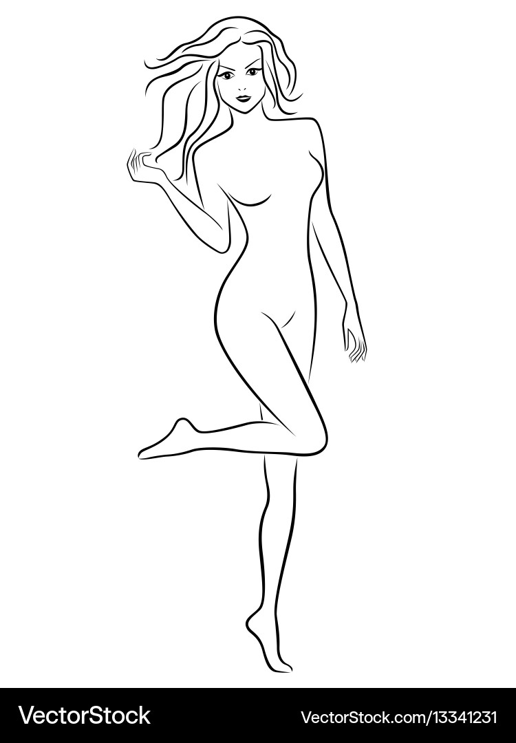 Beautiful girl posing while standing on a one foot Beautiful girl posing while standing on a one foot vector image
