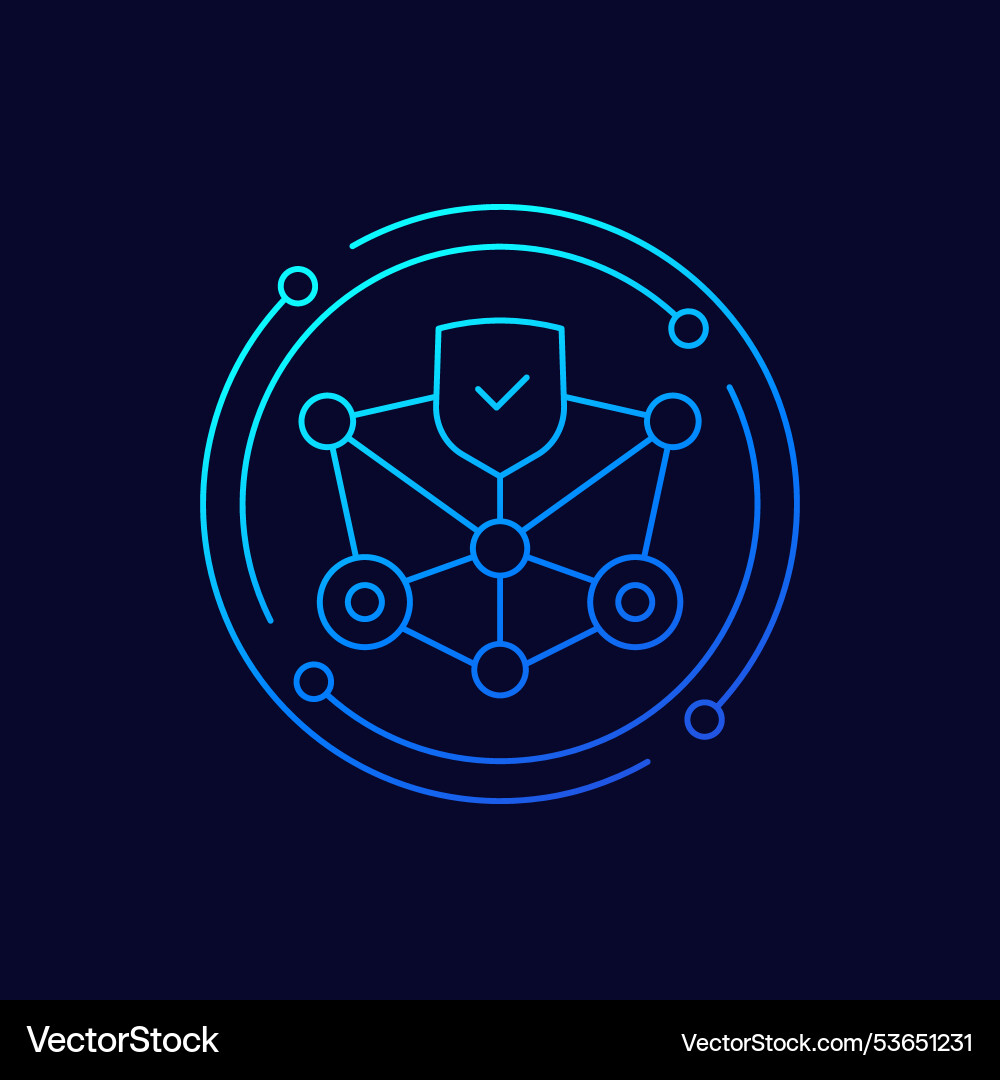Blockchain security icon linear design vector image