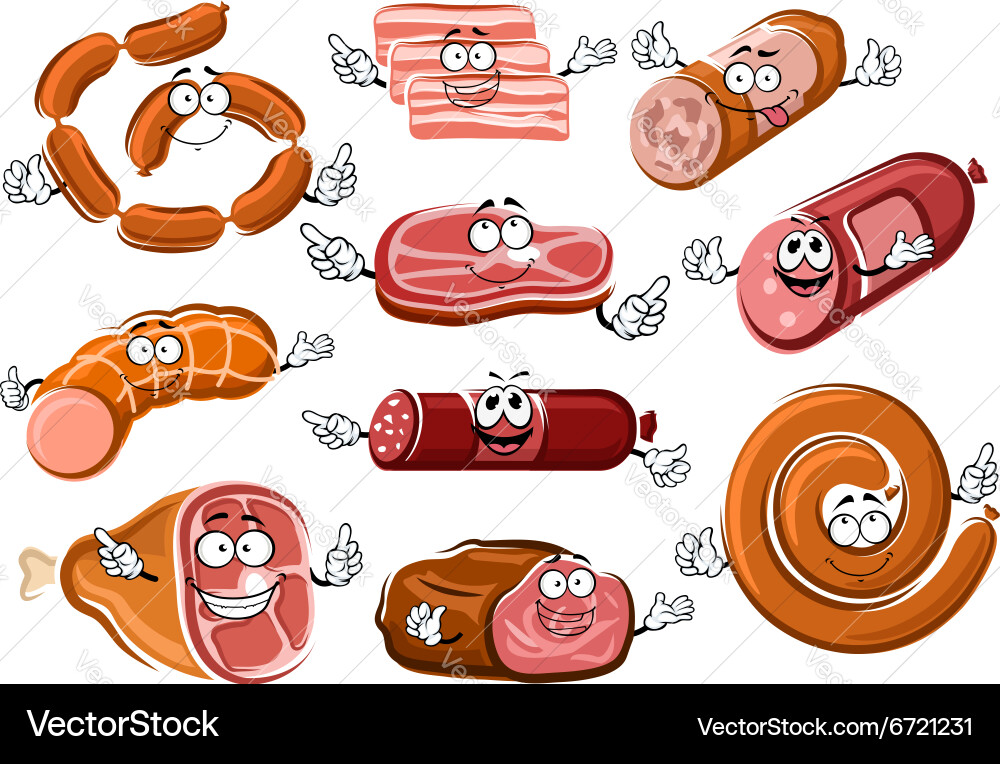 Cartoon Meat Characters Royalty Free Vector Image