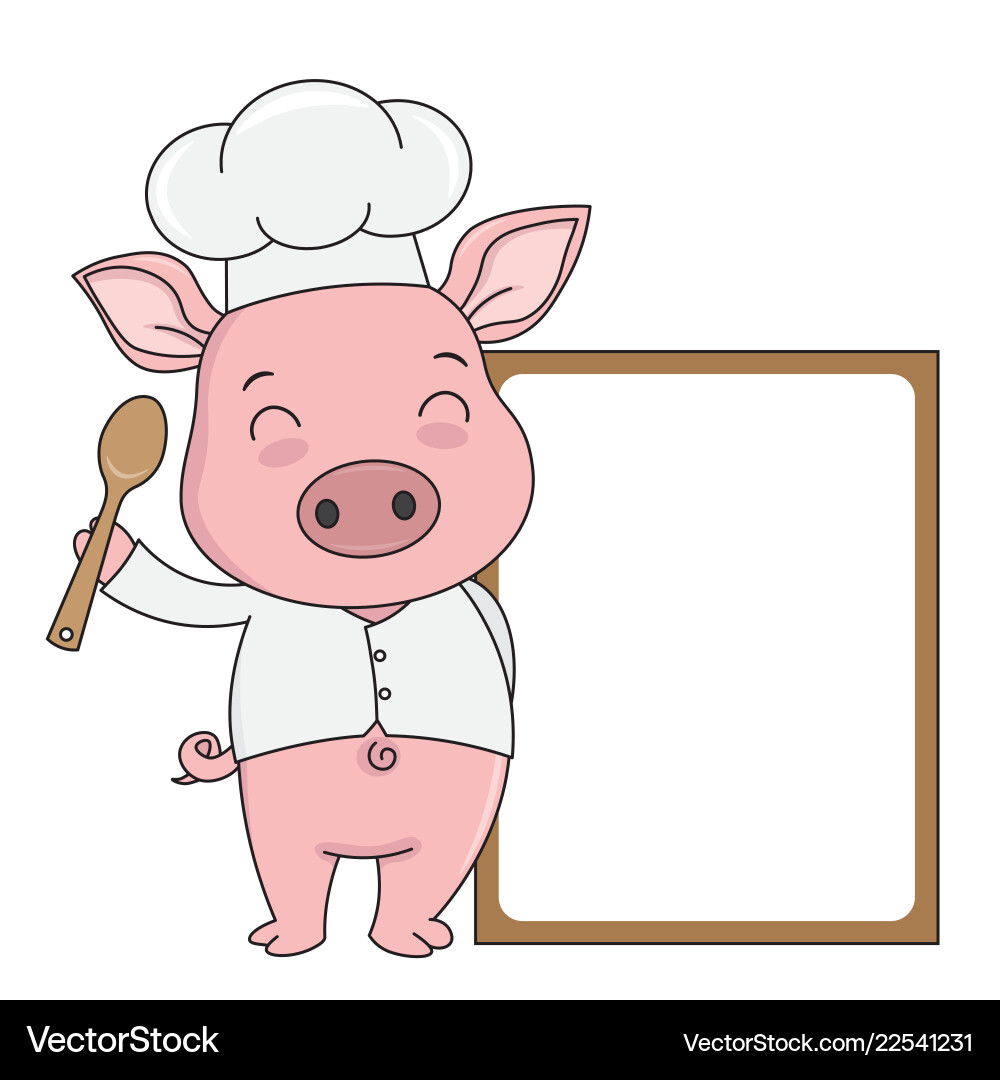 Cute Pig Chef with Cookbook Frame vector image
