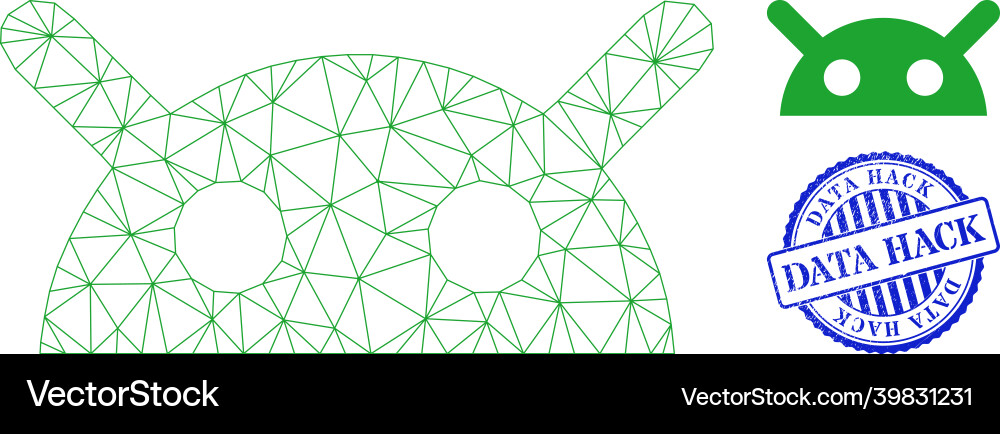 Data hack scratched stamp and web carcass robot Data hack scratched stamp and web carcass robot vector image