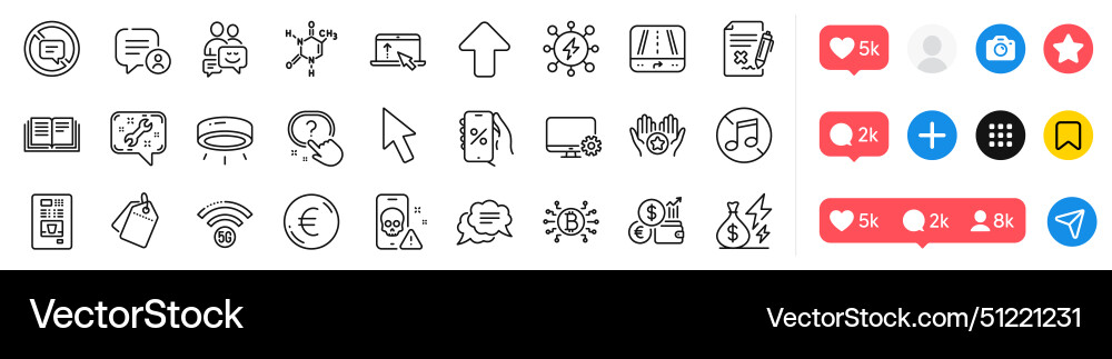 Discounts app upload and bitcoin system line Discounts app upload and bitcoin system line vector image