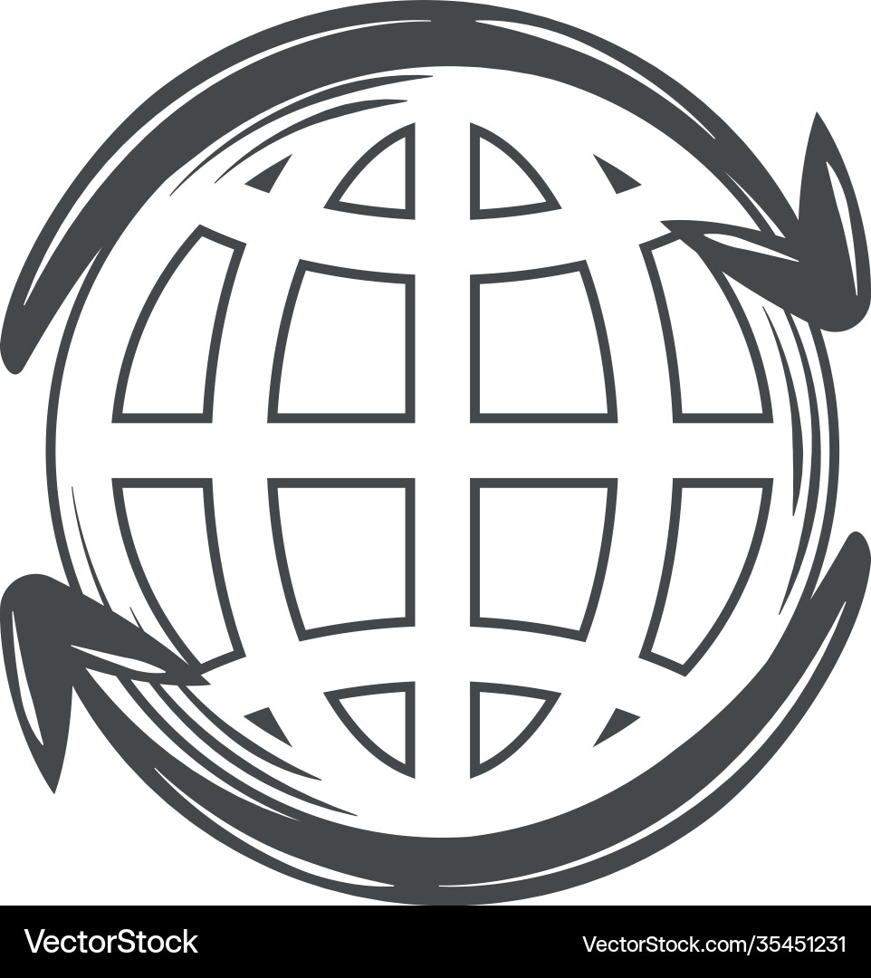 Globe map world arrows rotation around icon Vector Image