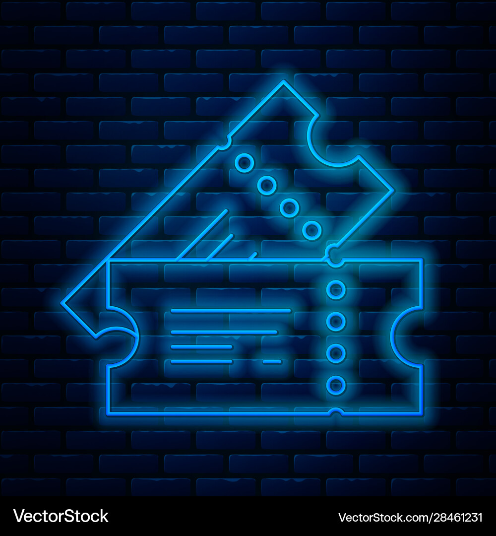 Glowing neon line cinema ticket icon isolated Vector Image