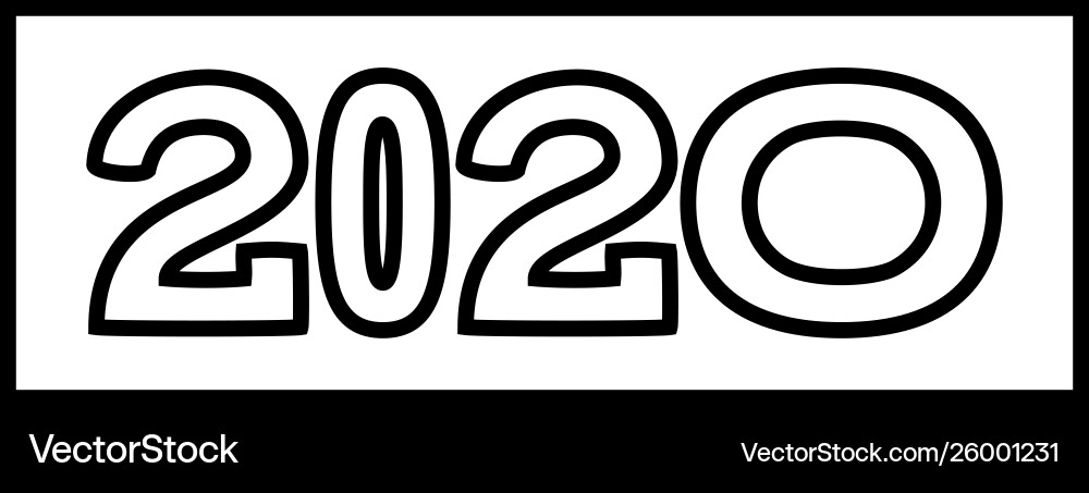 Line art 2020 various width text characters Line art 2020 various width text characters Vector Image