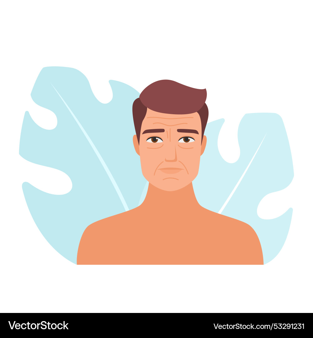 Man with wrinkles and aging skin vector image