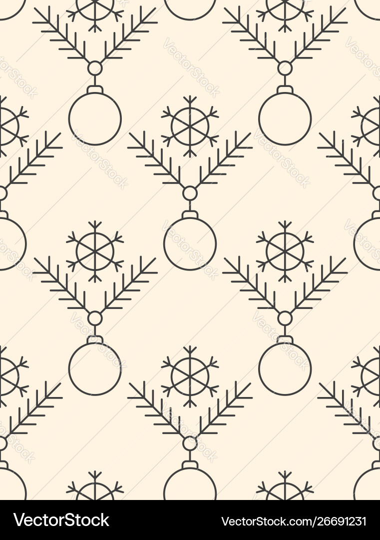 Minimalistic linear new year pattern winter vector image