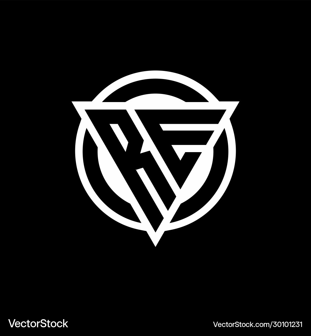 Re logo with negative space triangle shape vector image