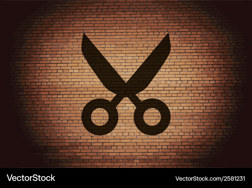 Scissors flat modern web button and space for your vector image