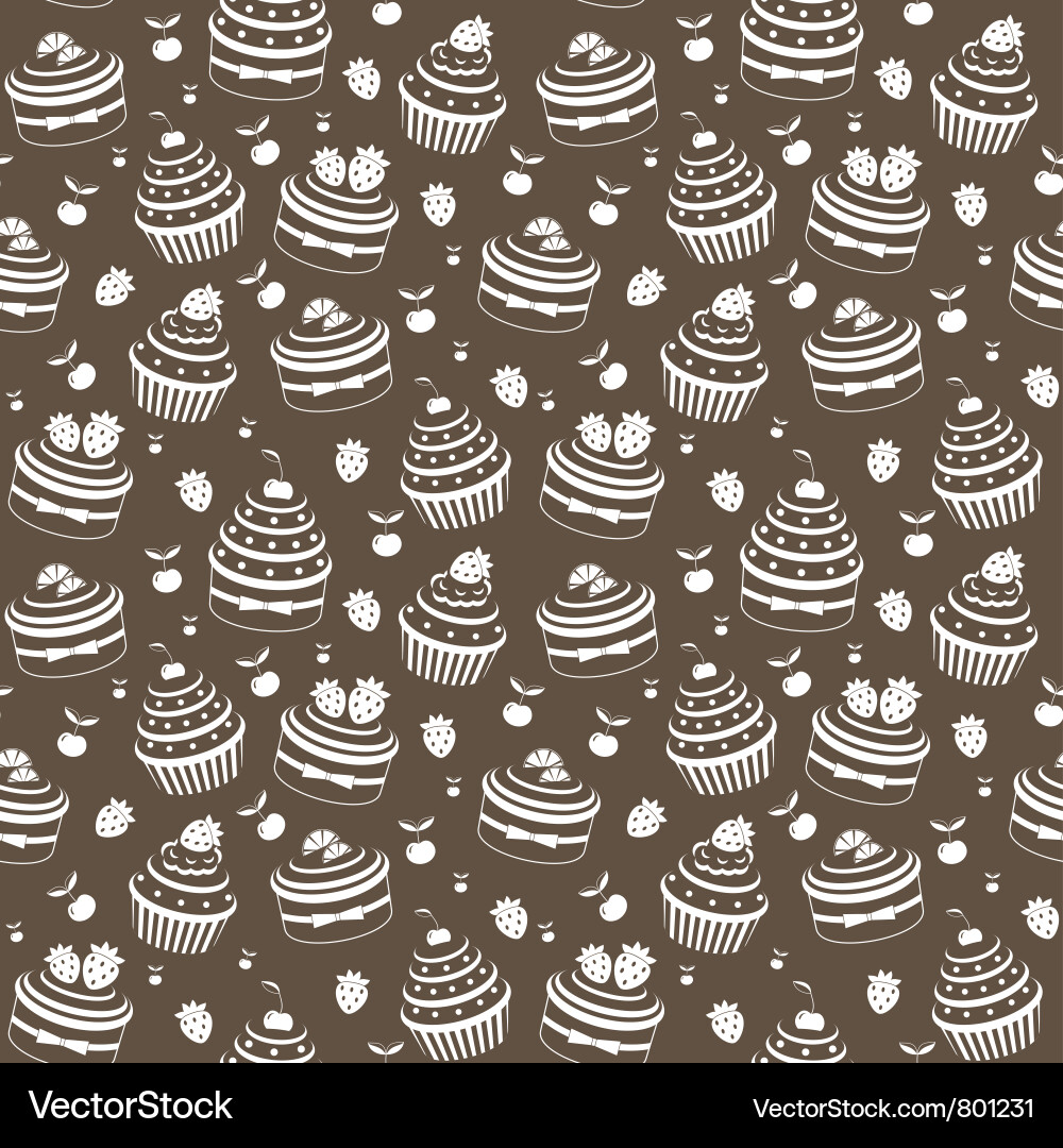 Seamless cupcake pattern Royalty Free Vector Image