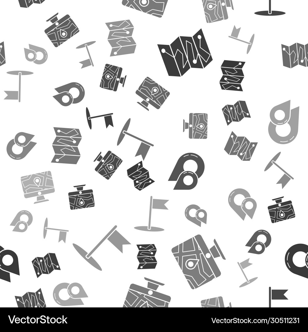 Set folded map with location marker monitor vector image