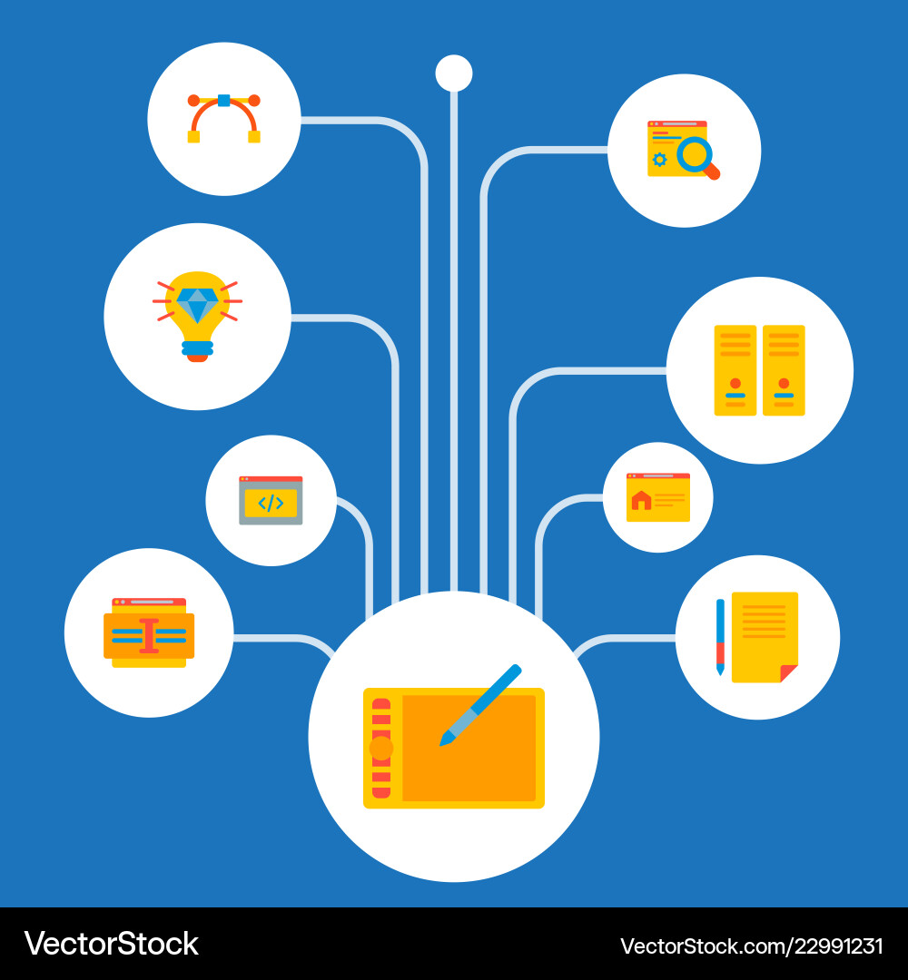 Set of website development icons flat style Set of website development icons flat style vector image