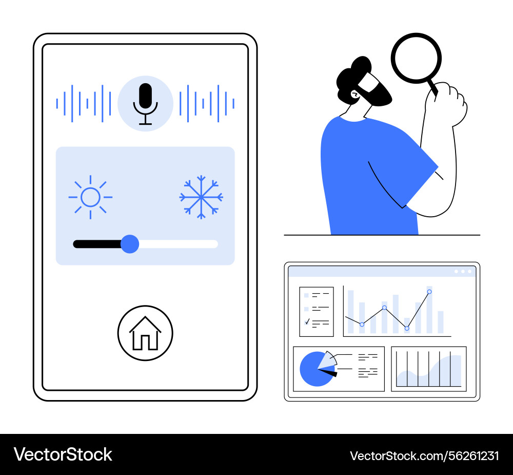 Smart home control interface data dashboard Smart home control interface data dashboard vector image