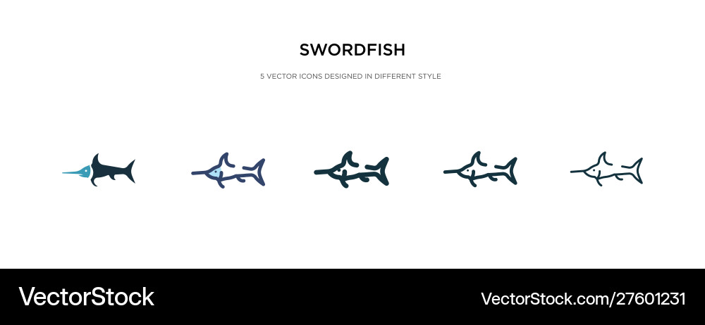 Swordfish Icon Set - Multiple Styles vector image