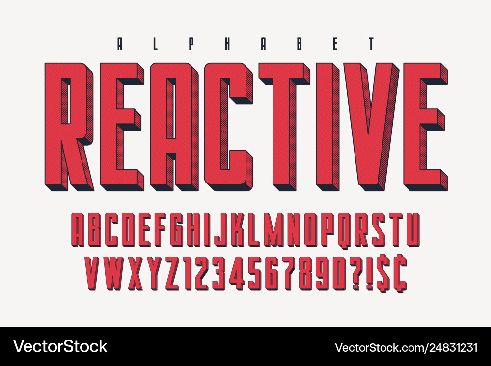 Trendy 3d comical font design colorful alphabet Trendy 3d comical font design colorful alphabet vector image