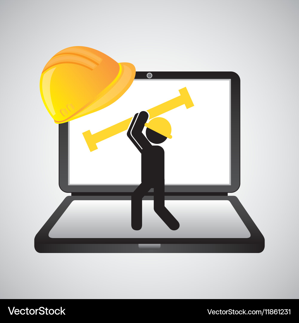 Under construction web page worker tool Vector Image
