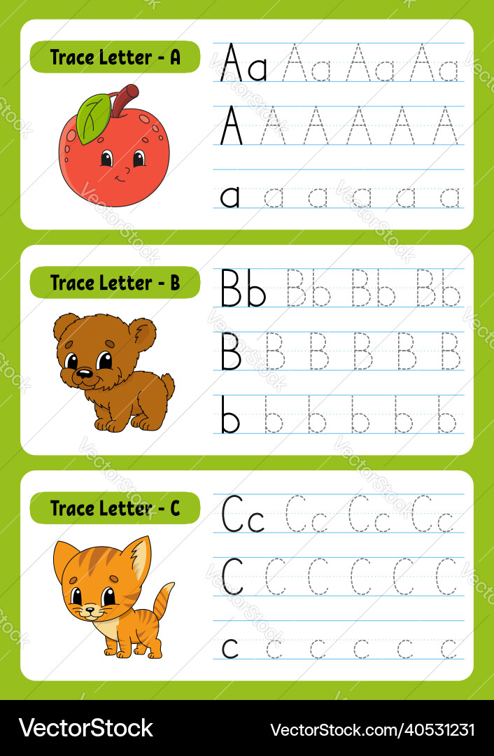 Writing letters tracing page practice sheet Writing letters tracing page practice sheet vector image