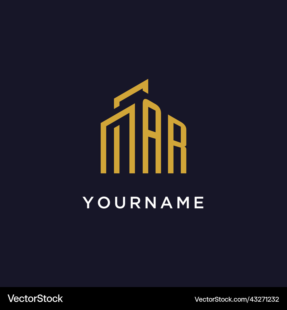 Ar initial monogram with building logo design Ar initial monogram with building logo design Vector Image