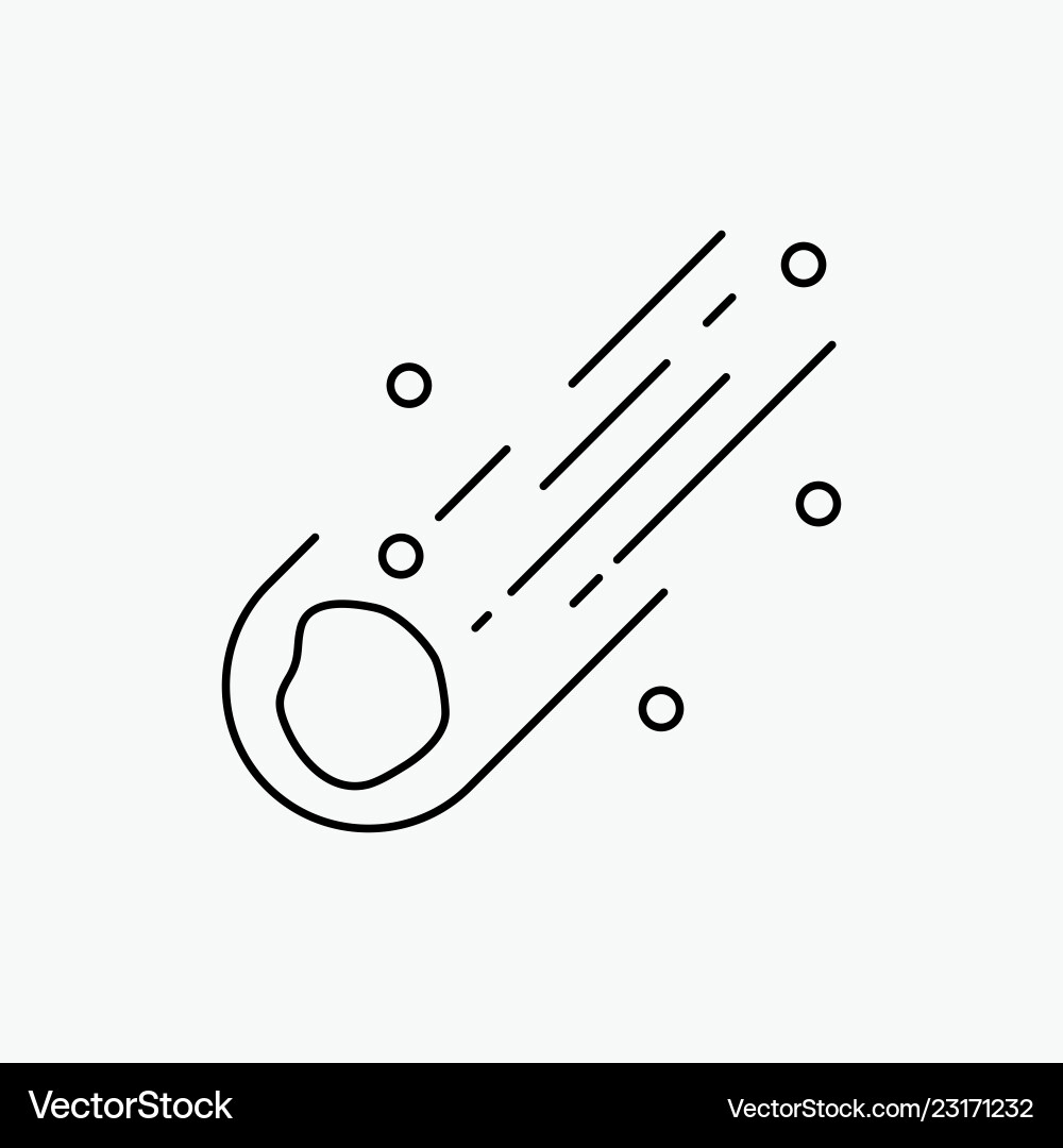 Asteroid astronomy meteor space comet line icon Vector Image