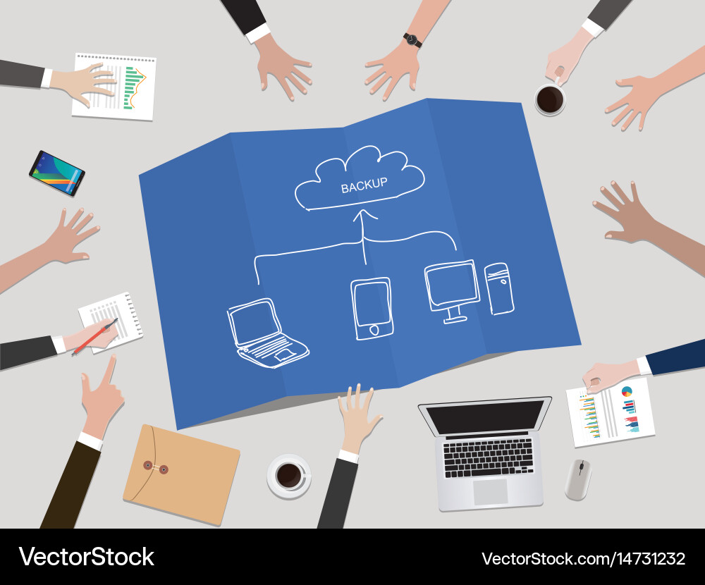 Cloud service concept backup data vector image
