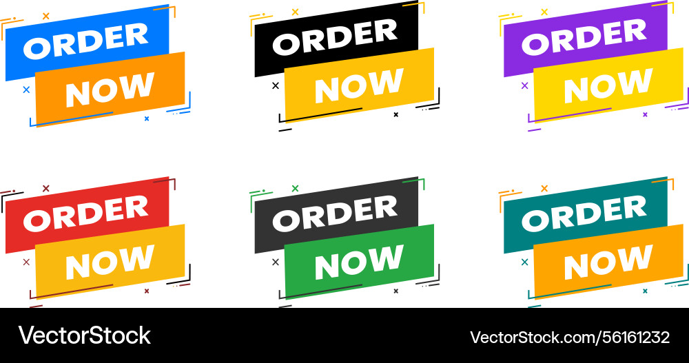 Colorful order now call to action buttons in var Colorful order now call to action buttons in var vector image