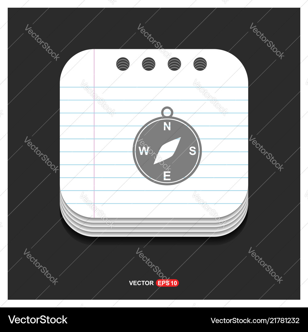 Compass icon gray on notepad style template Vector Image