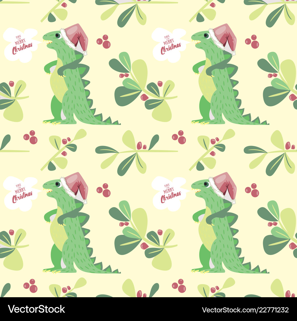 Cute dino wish you to have a very merry christmas Cute dino wish you to have a very merry christmas vector image