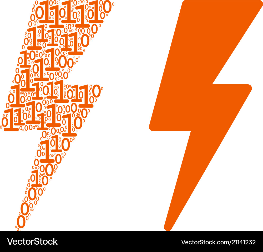 Electric strike collage of binary digits Electric strike collage of binary digits vector image