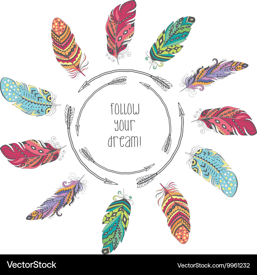 Ethnic Boho Arrows & Feathers vector image