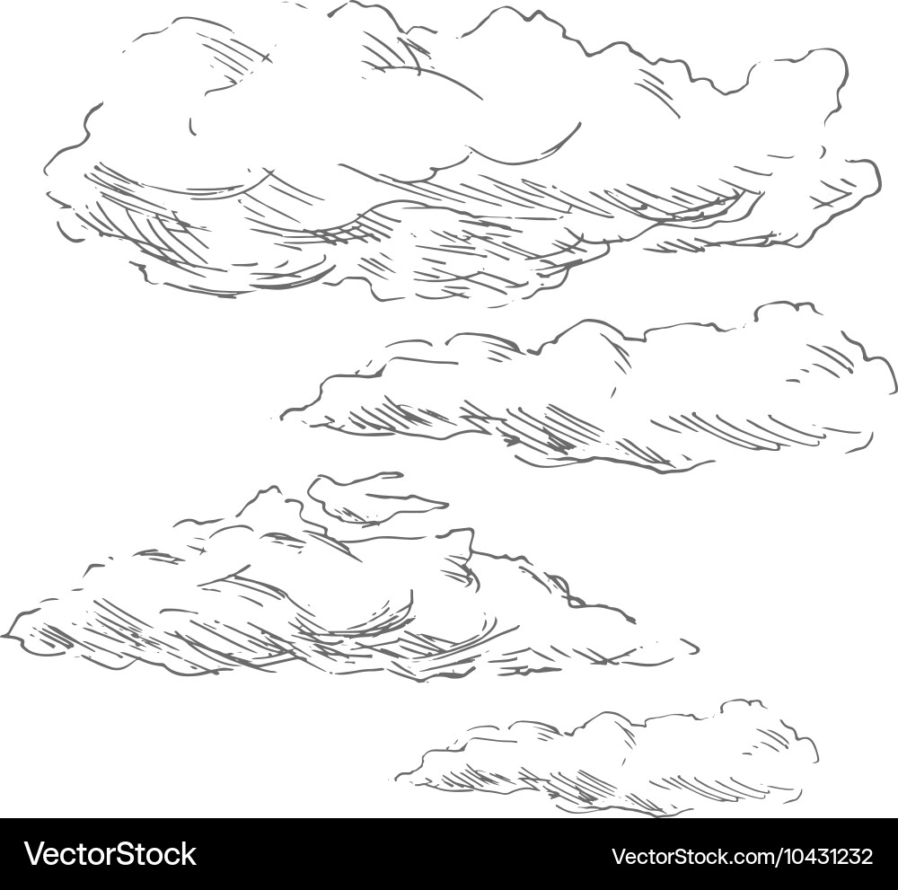 Hand sketch clouds vector image