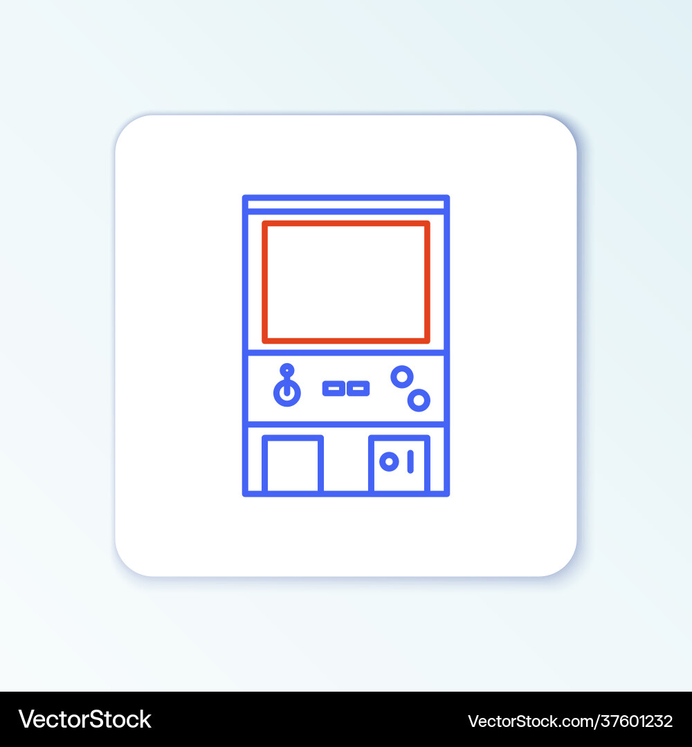 Line retro arcade game machine icon isolated Line retro arcade game machine icon isolated vector image