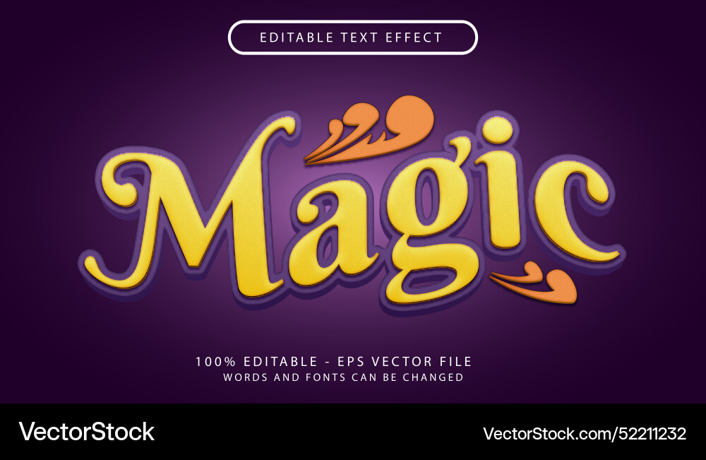 Magic 3d text effect and editable Vector Image