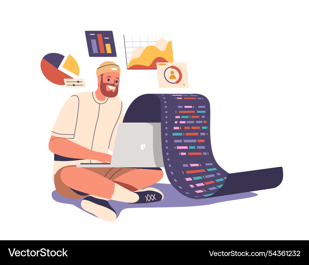 Man software developer character engaged Man software developer character engaged vector image