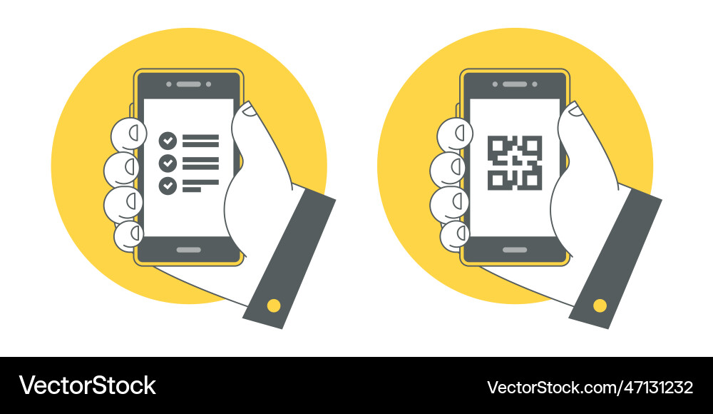 Mobile phone with to-do list and qr code Mobile phone with to-do list and qr code Vector Image