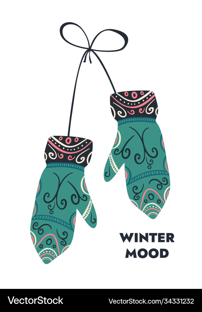 Modern knitted winter mittens set in soft vintage Modern knitted winter mittens set in soft vintage vector image