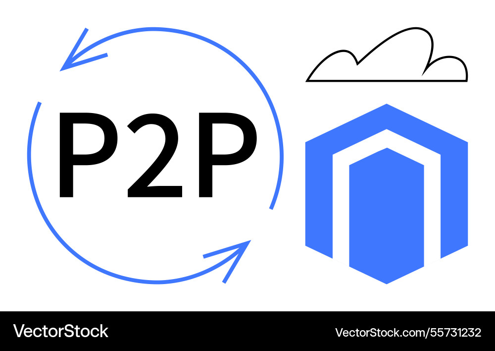 Peer-to-peer connection with cloud storage Vector Image