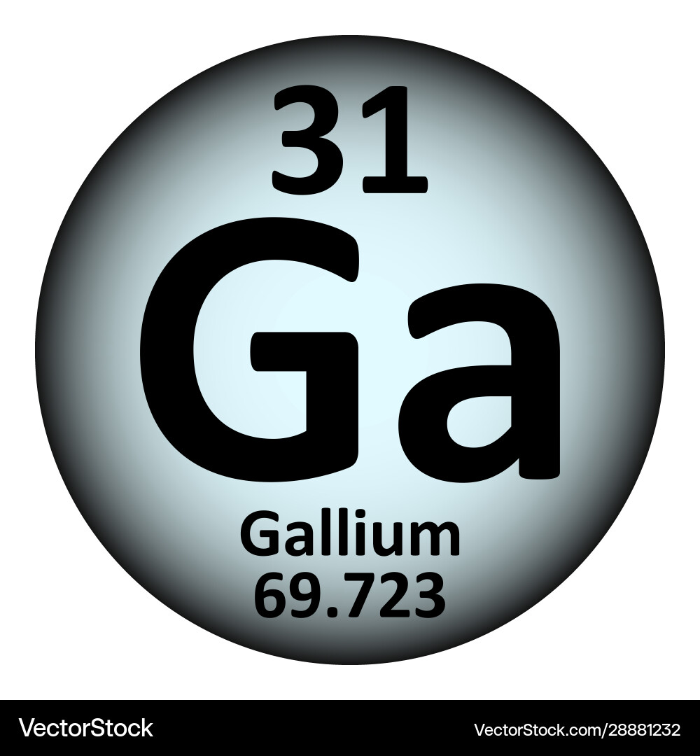 Periodic table element gallium icon Royalty Free Vector