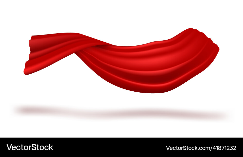 Red silk fabric flying on white banner template vector image