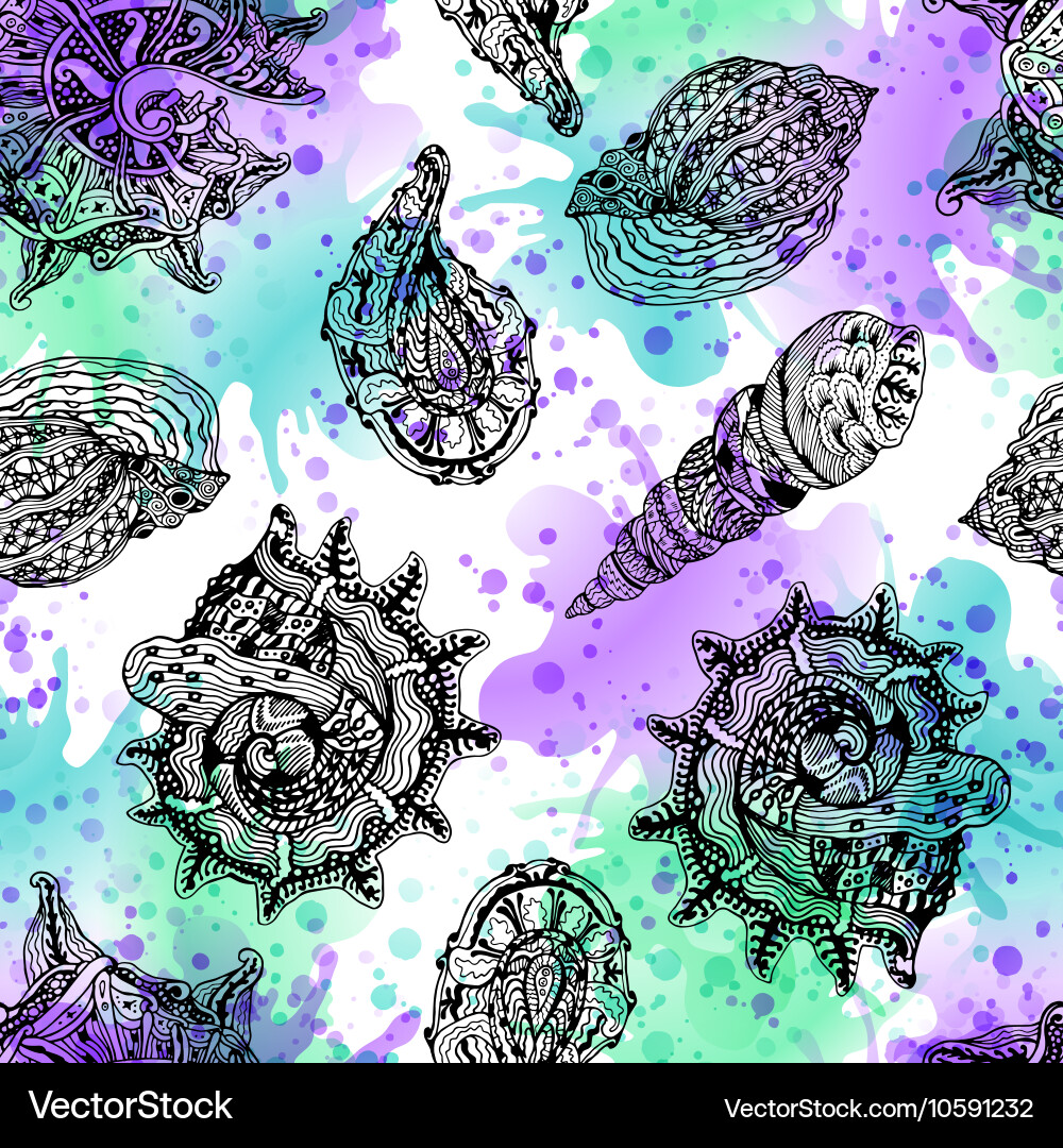 Seamless pattern with abstract shells vector image